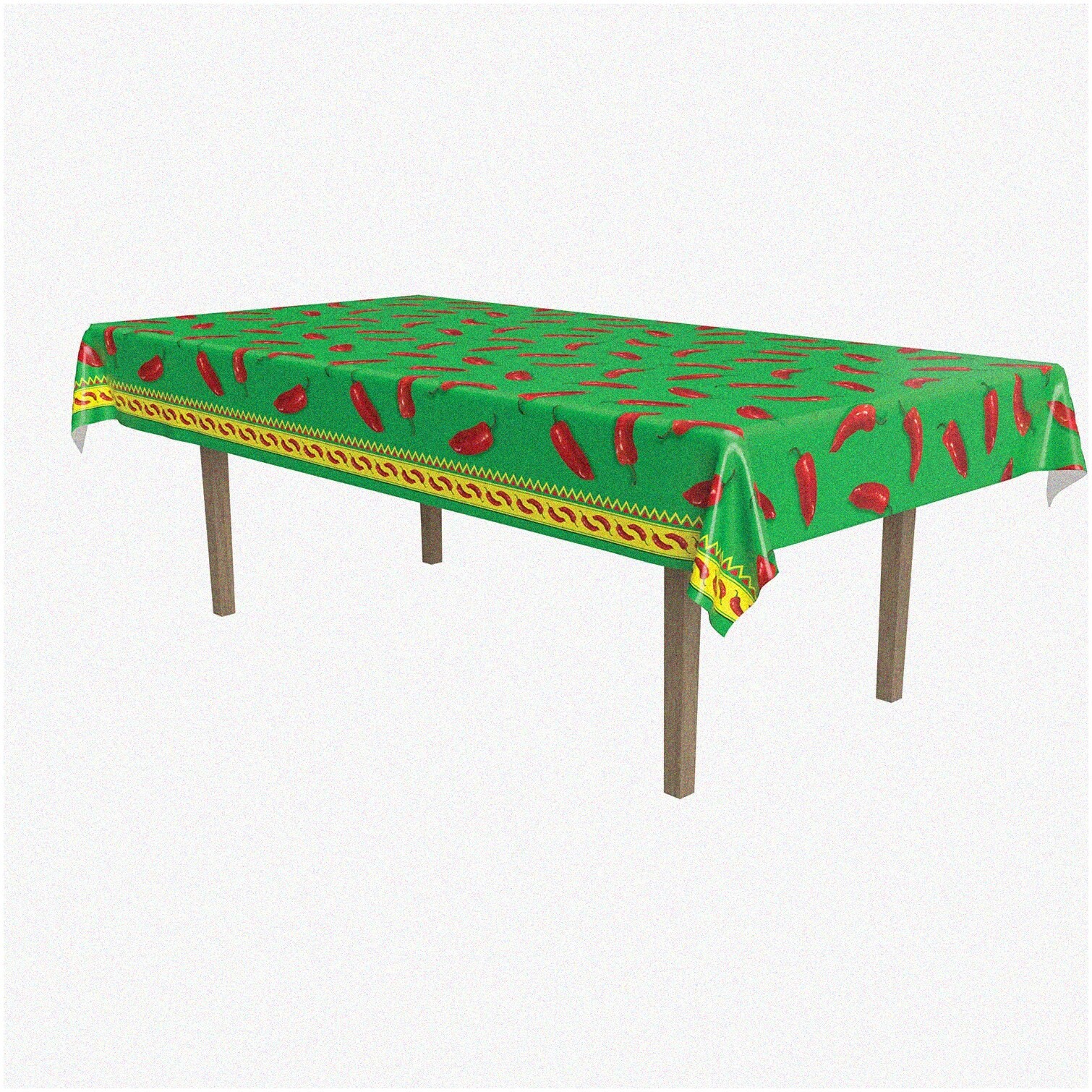Plastic Tablecloth 54×108 Inches with Red Chili Print