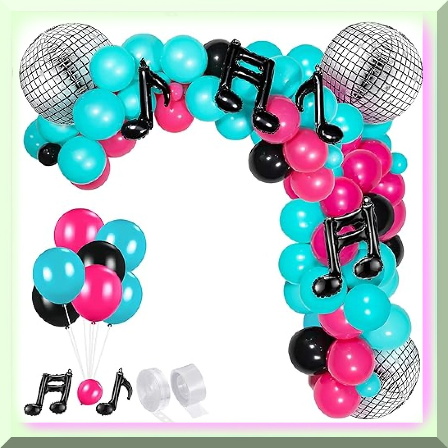 Party Kit with Disco Ball and Colorful Latex Balloons