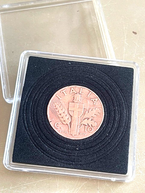 Unusual 90th Birthday Gift-1936 Italy Birth 10 centesimi coin – Present.