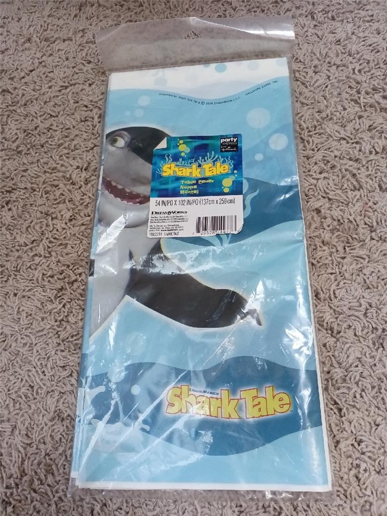 NEW A Shark’s Tale Shark Movie Tablecloth 2004 Party Supplies TableCover NRFB