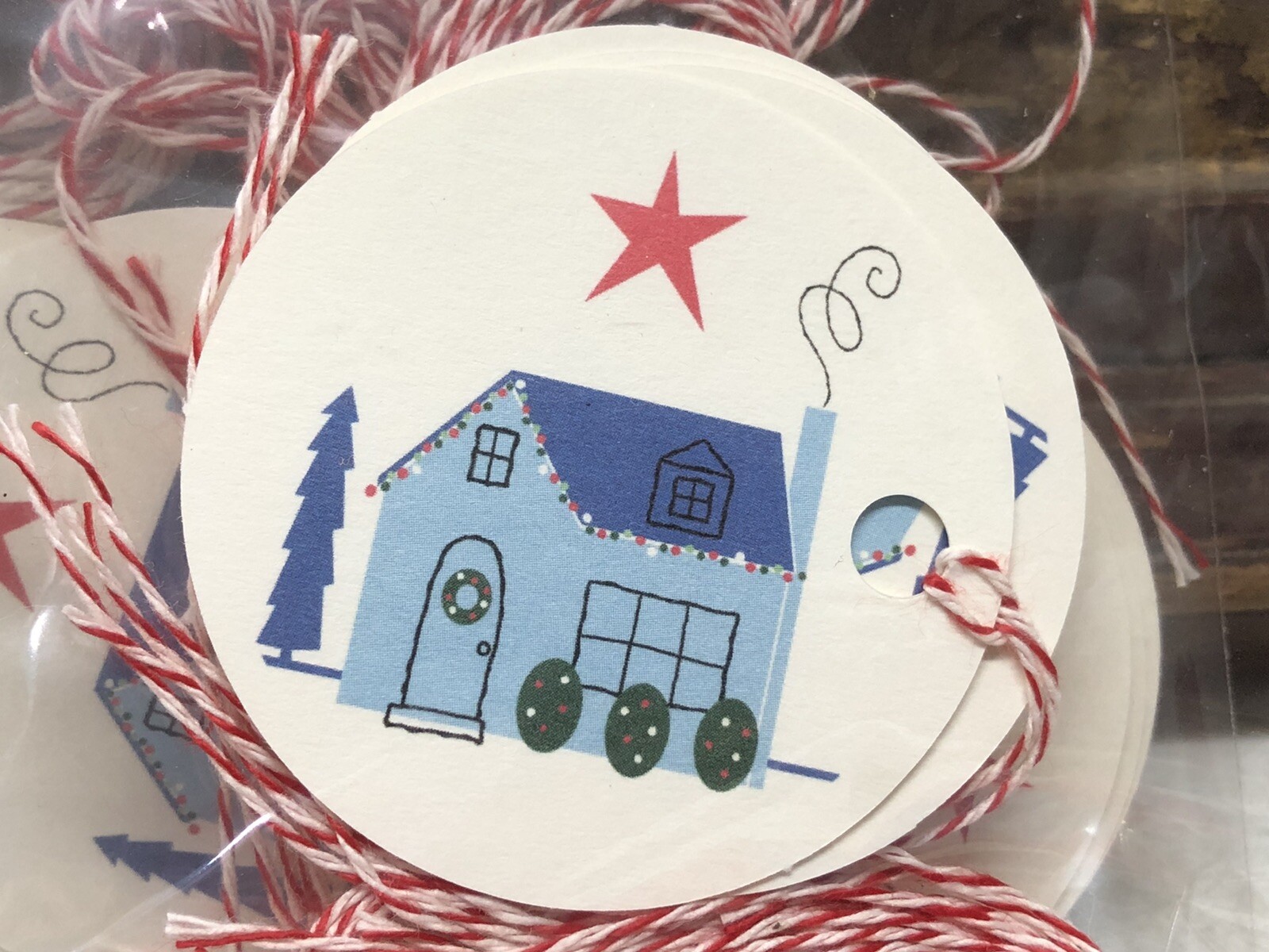 Lot of 5 Packs of 10 Holiday Gift Tags w/ Xmas Home by Running Rhino 50 Total