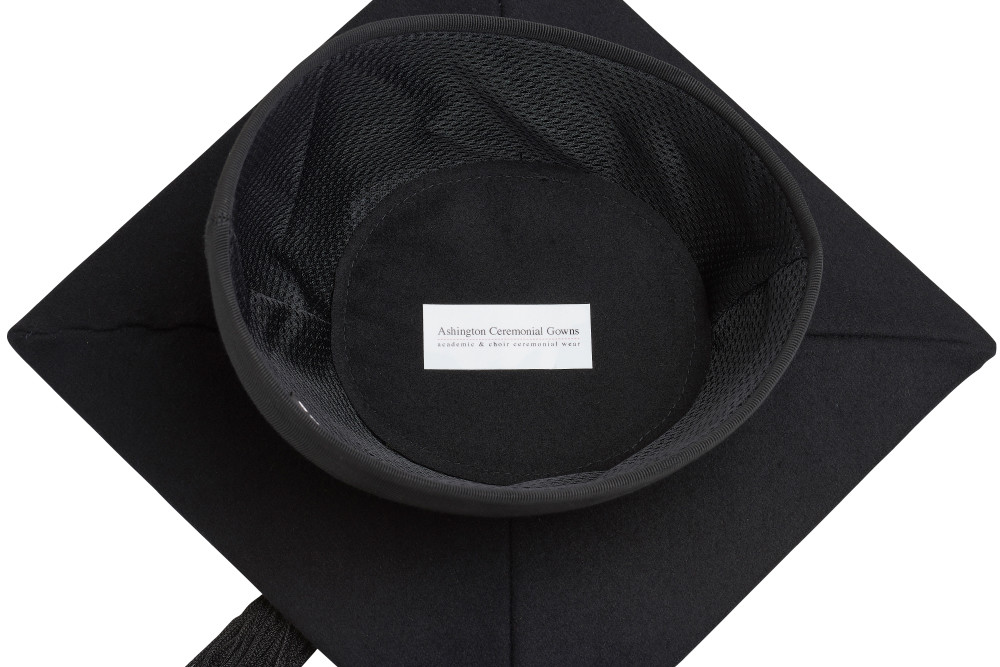 Graduation Mortarboard – Master’s Fitted Black Cap Hat – Academic Gown Accessory