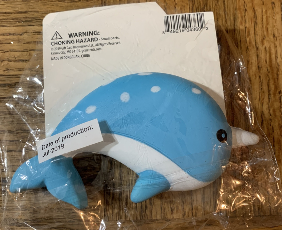 Squishies Soft 4.5″ Blue Narwhal Any Occasion Gift Card Holder