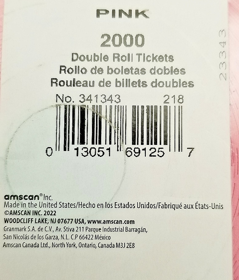 Raffle Tickets Double Roll – Events, Carnivals – 2000 Ticket Count Per Roll
