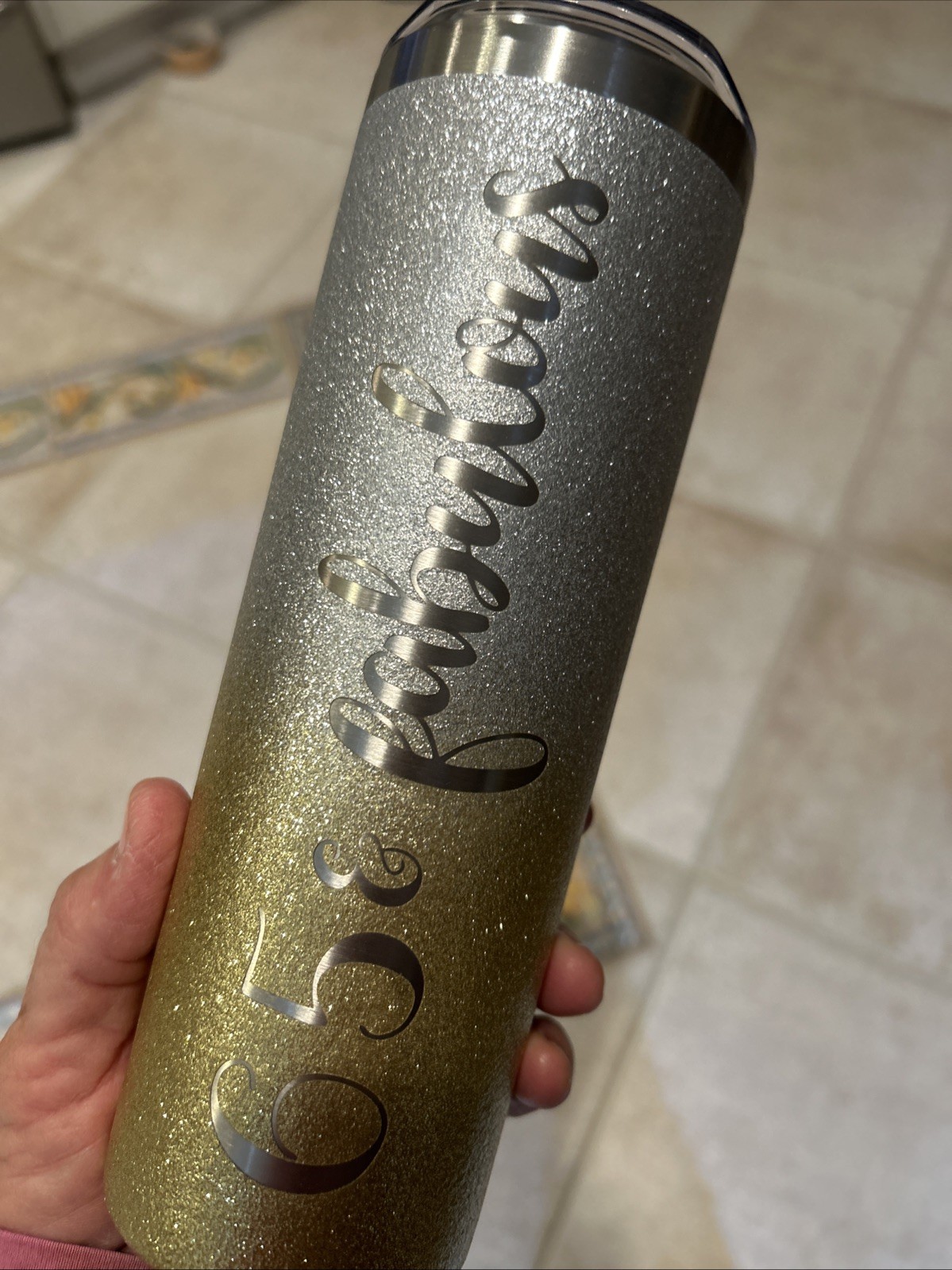 Skinny Tumbler 20oz 65 & Fabulous Onebttl brand