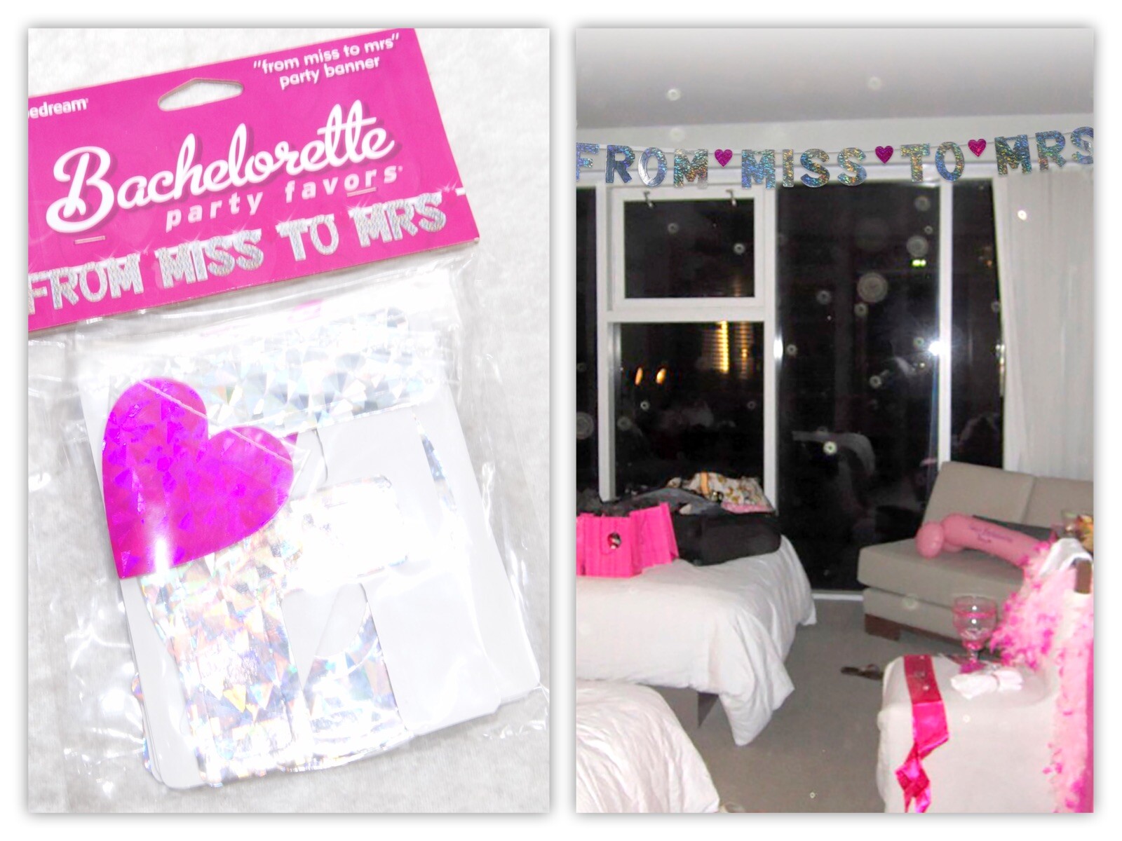 Pipedream Bachelorette Party Favor From Miss to Mrs Banner Iridescent PD6012-11