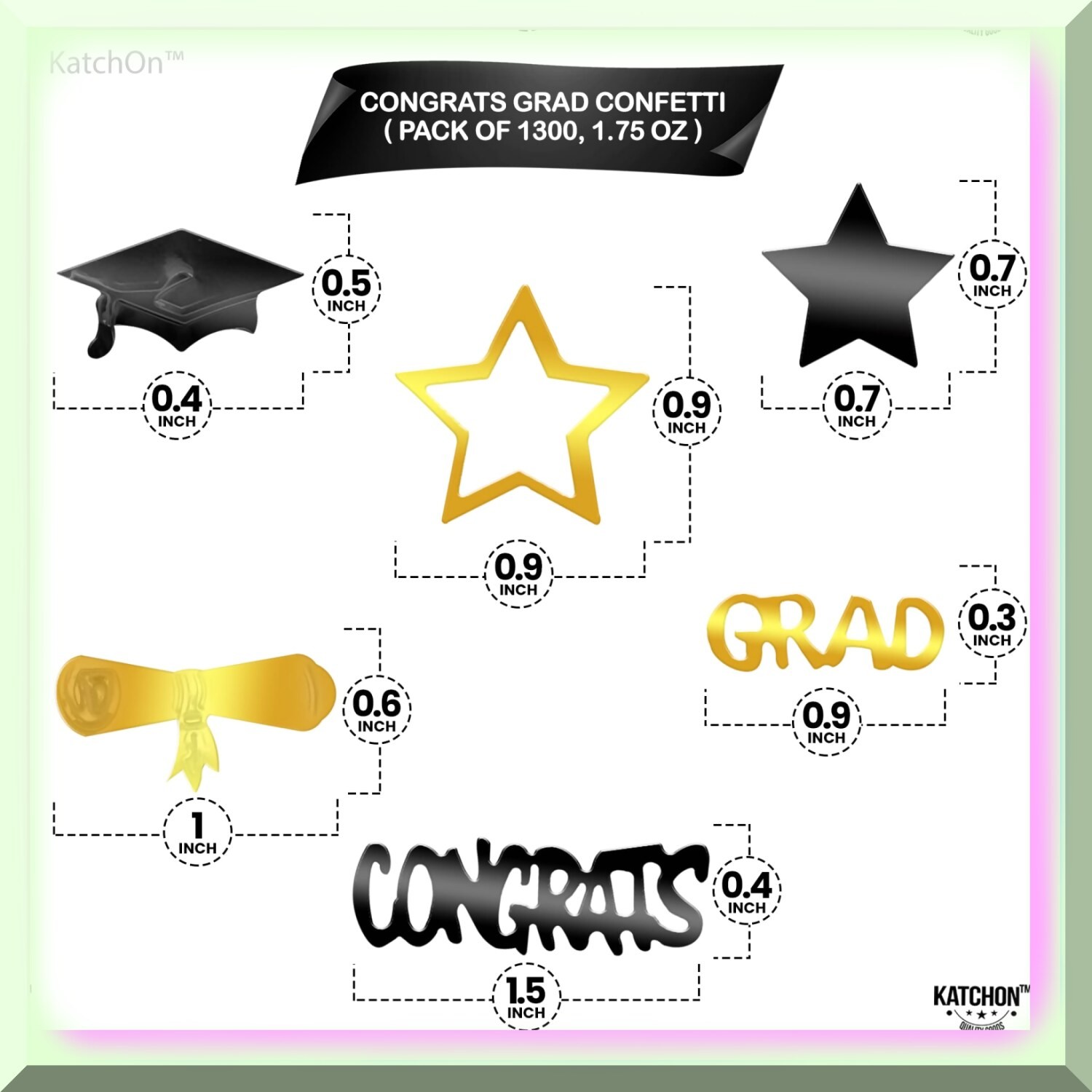 Black and gold graduation confetti pack