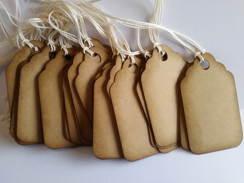 100 Kraft tags 2 1/2″ x 1 1/2,” Kraft gift tags, Kraft price tags