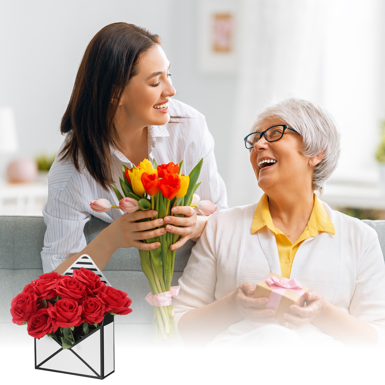 Paper Flower Gift Bags, 20 Pcs Wrapping Paper Bouquet Flower Envelope Bag