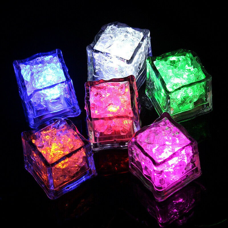 Waterproof Led Light Up Ice Cubes Multicolor Fast Flash Reusable Liquid Sensor