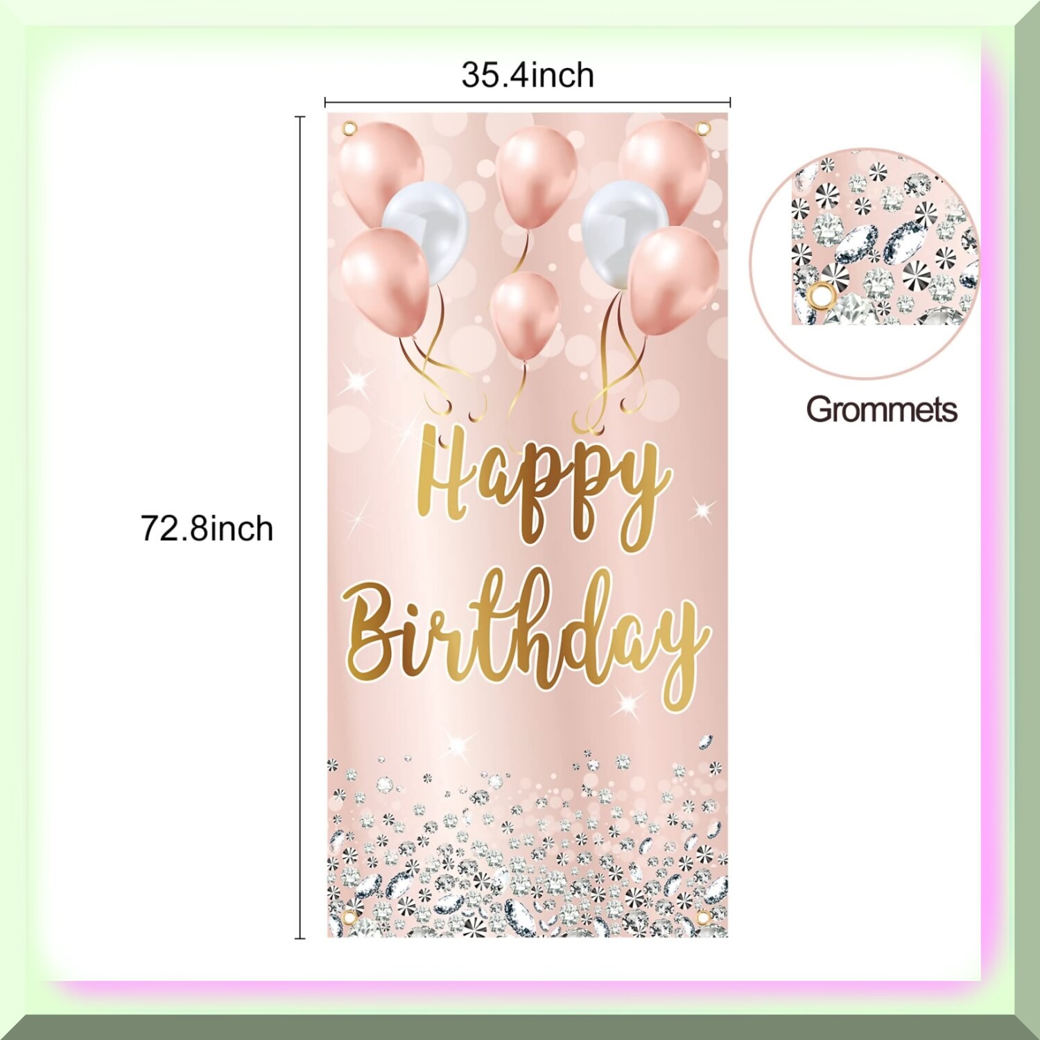 Rose Gold Celebration Door Banner for Women and Girls