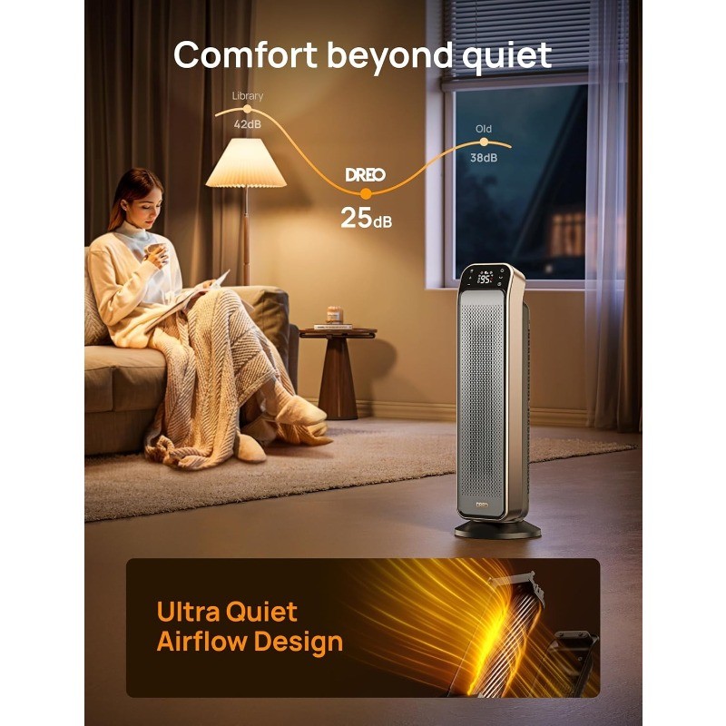 Space Heater Indoor, 25″ 11.5ft/s Fast Portable Room Heater