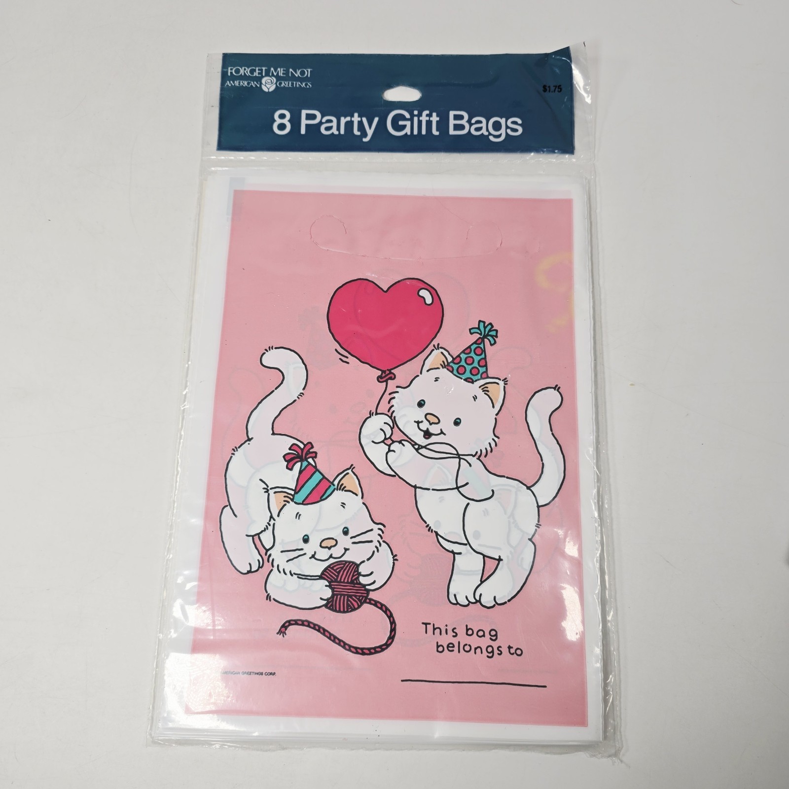 Vintage Set 16 Birthday Kitty Party Treat Bags & Tablecloth American Greetings