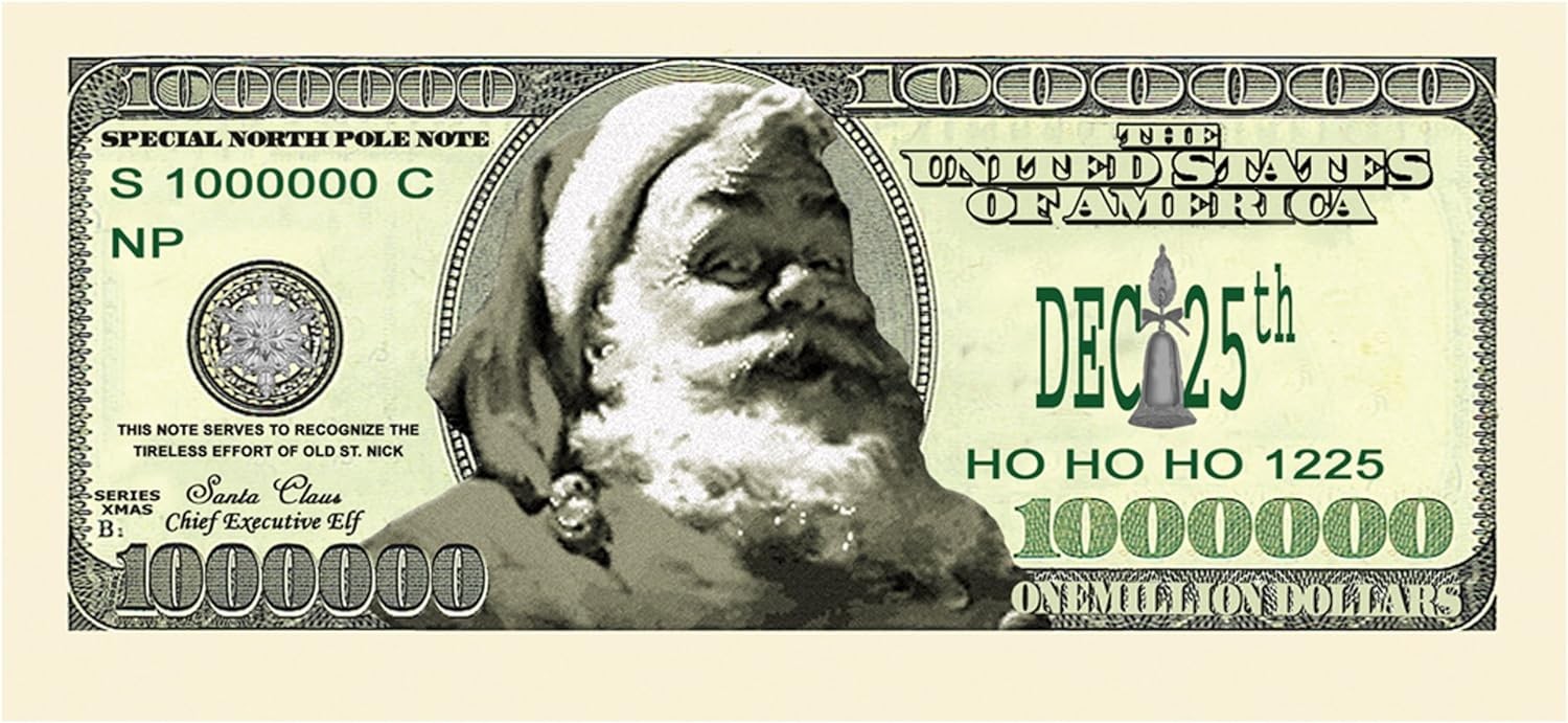 25 Santa Claus Christmas Holiday Fake Novelty Play Bills – HO HO HO!