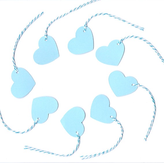 50 Blue Heart Gift Tags – Wedding Party Favor Valentines Craft Fair Price Labels