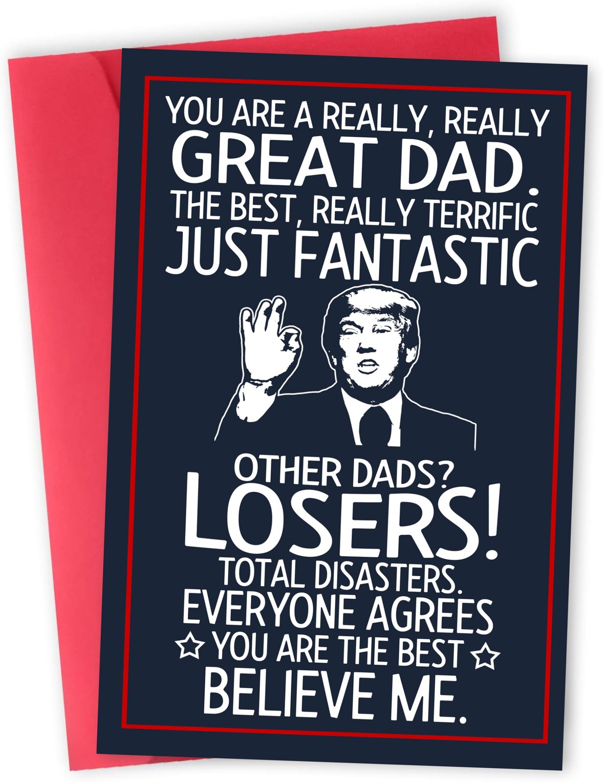 BETHEGIFT Funny Fathers Day Gift Card for Dad from 5.3 x 8.07 inches, NAVY