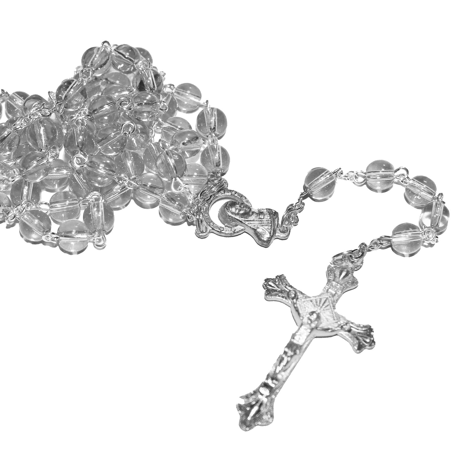 Communion Clear Rosary Beads and Card Boxed Gift Set
