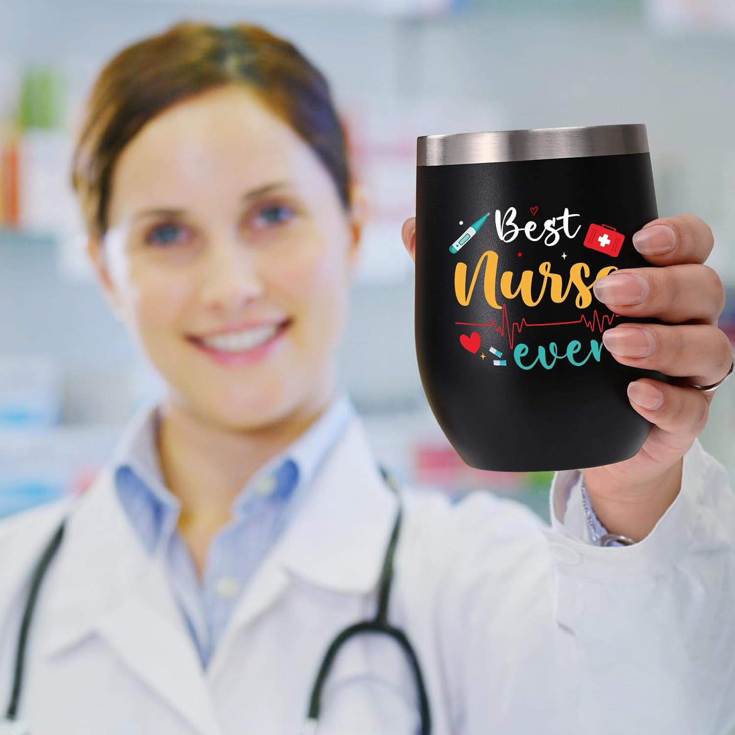 30Pcs Nurses Week Gifts Bulk 2026, 12Oz Nursing Wine Tumblers, Badge Clips, Ball