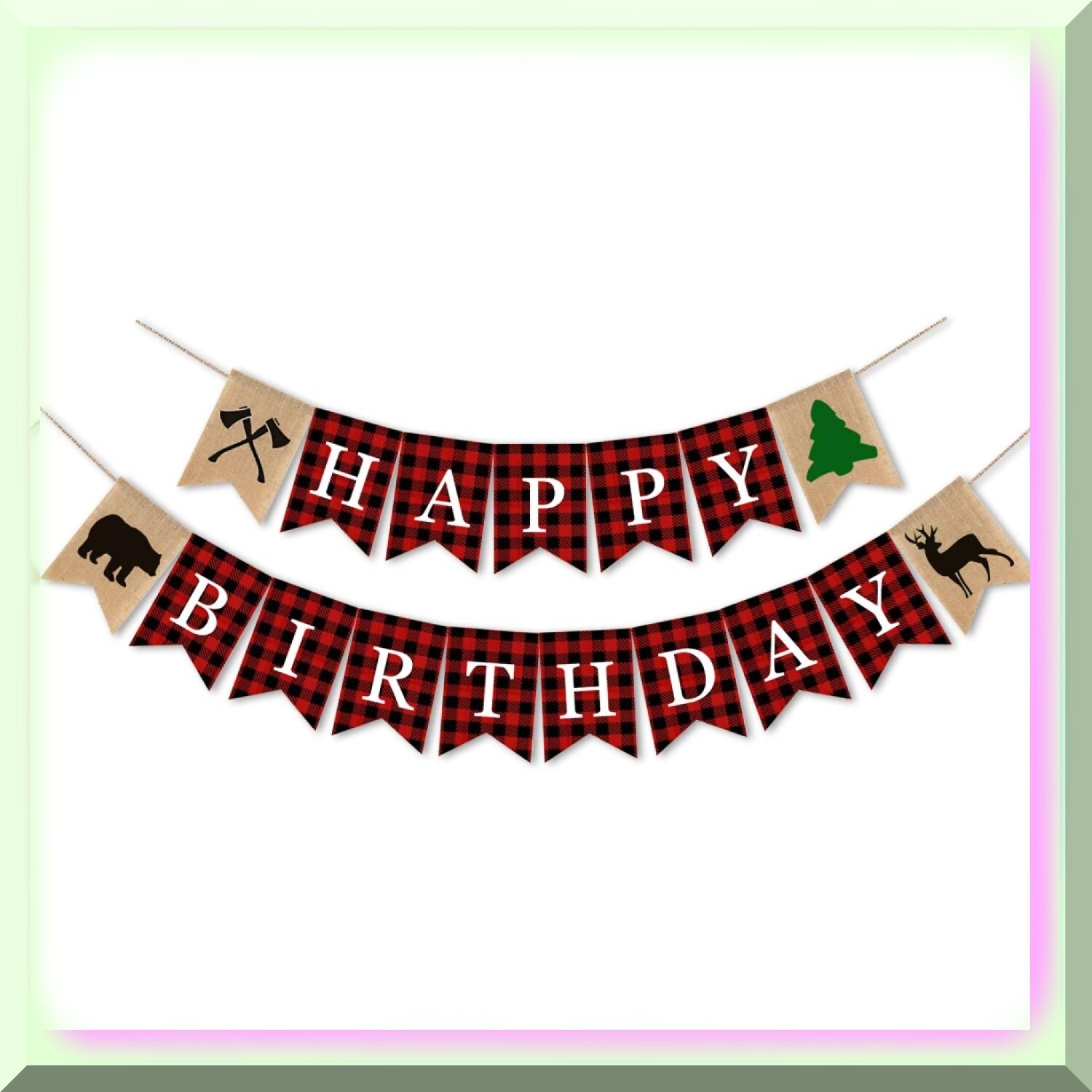 Rustic Burlap Birthday Banner Kit with Adjustable Rope