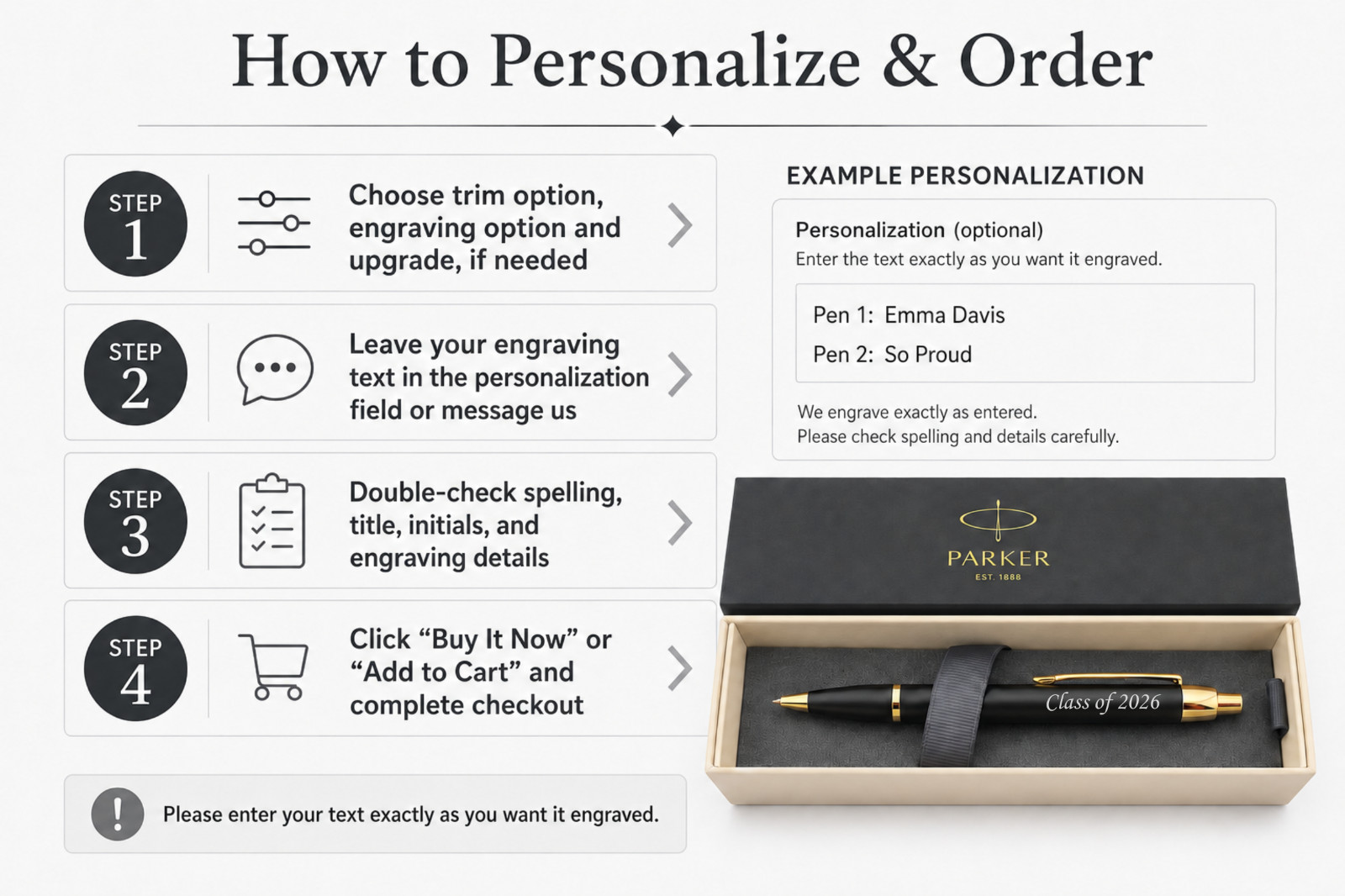 Personalized Wood Ballpoint Pen with Box Executive Custom Graduation Gift