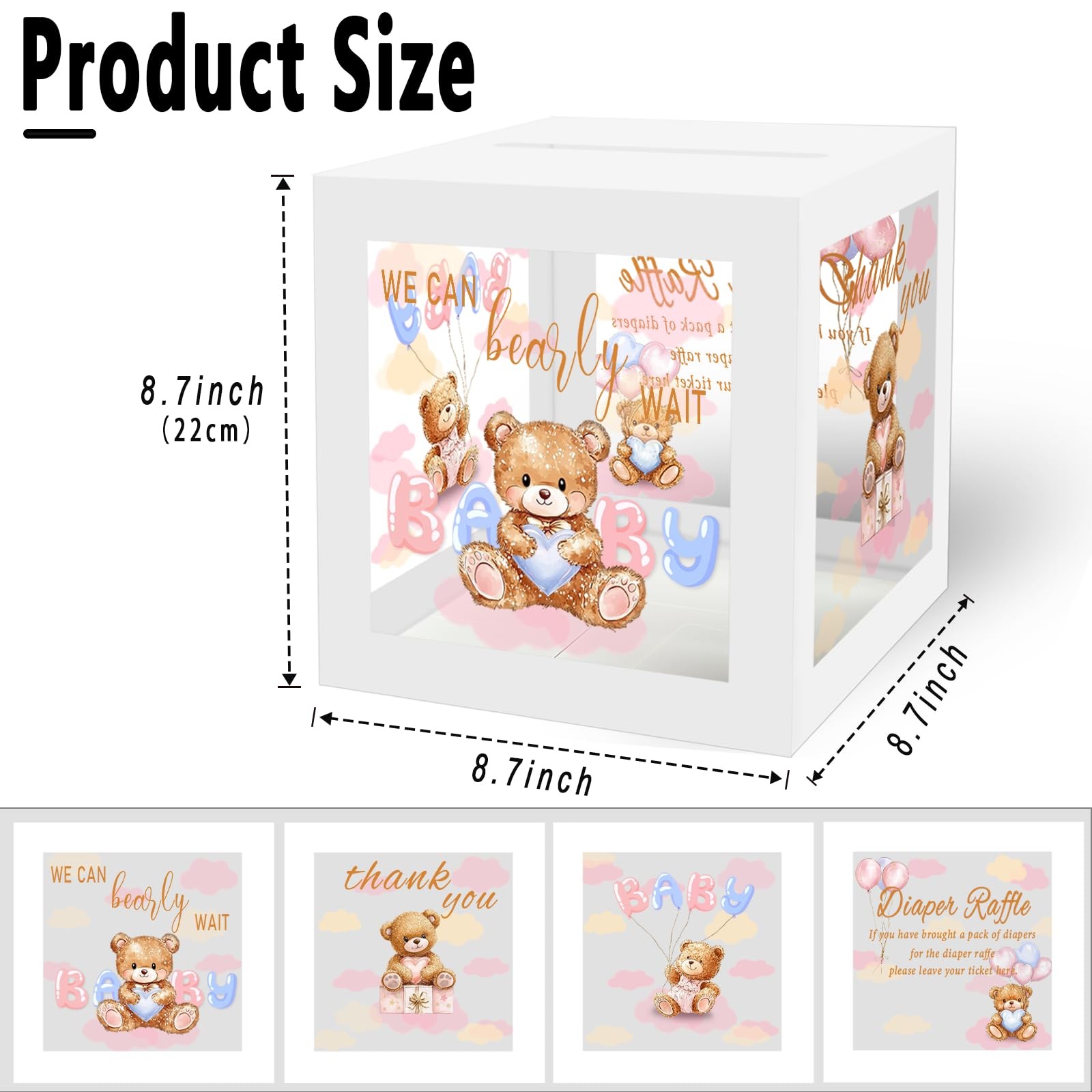 50 Pcs Bear Diaper Raffle Tickets, Baby Shower Supplies Games Multicolor