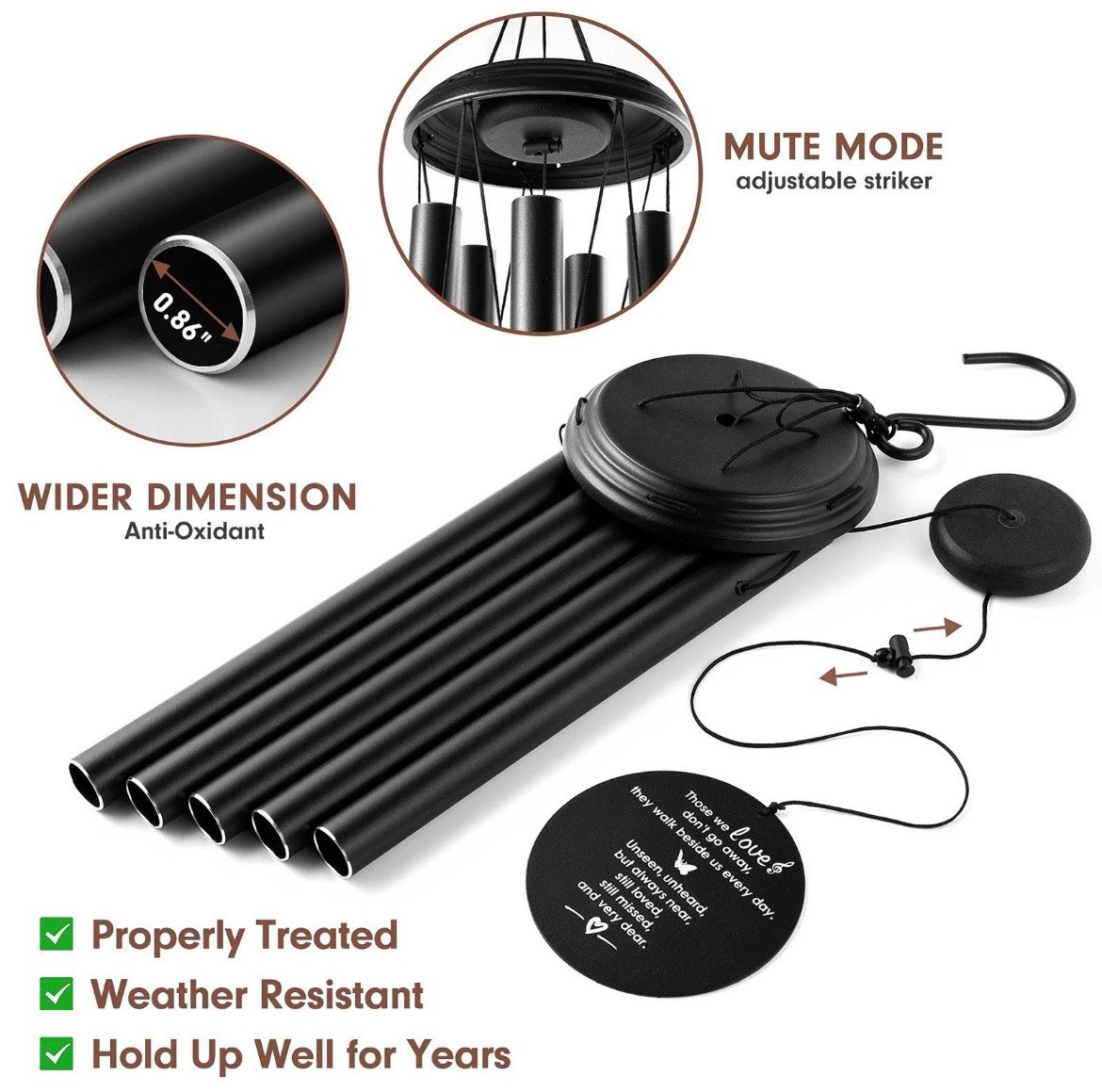 YOUNTASY Wind Chimes for Loss of Loved One, Windchimes in Memory of; Sympathy