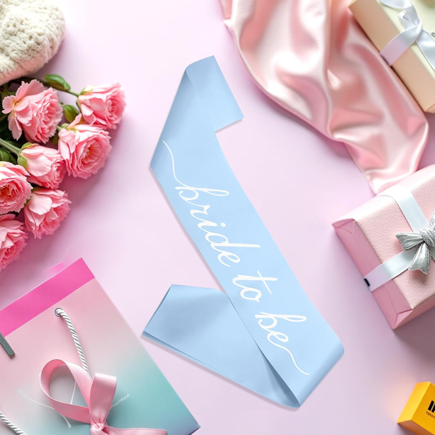 Blue Bride to Be Sash in Soft Satin, Bachelorette Party Wearable, Bridal Shower