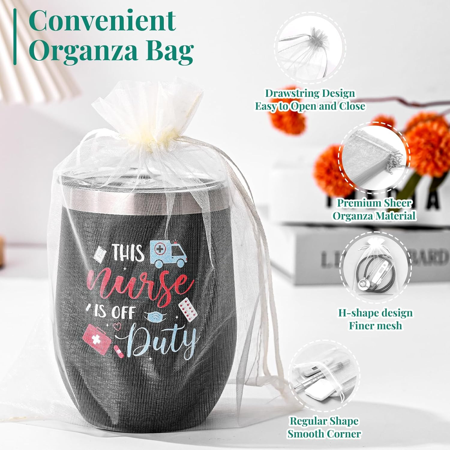 30Pcs Nurses Week Gifts Bulk 2026, 12Oz Nursing Wine Tumblers, Badge Clips, Ball
