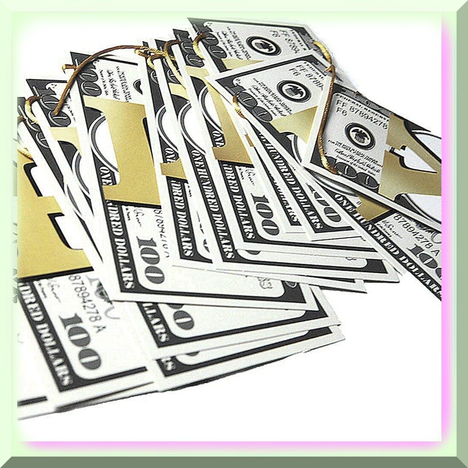 Money Celebration Set with Dollar Sign Banner and Swirls
