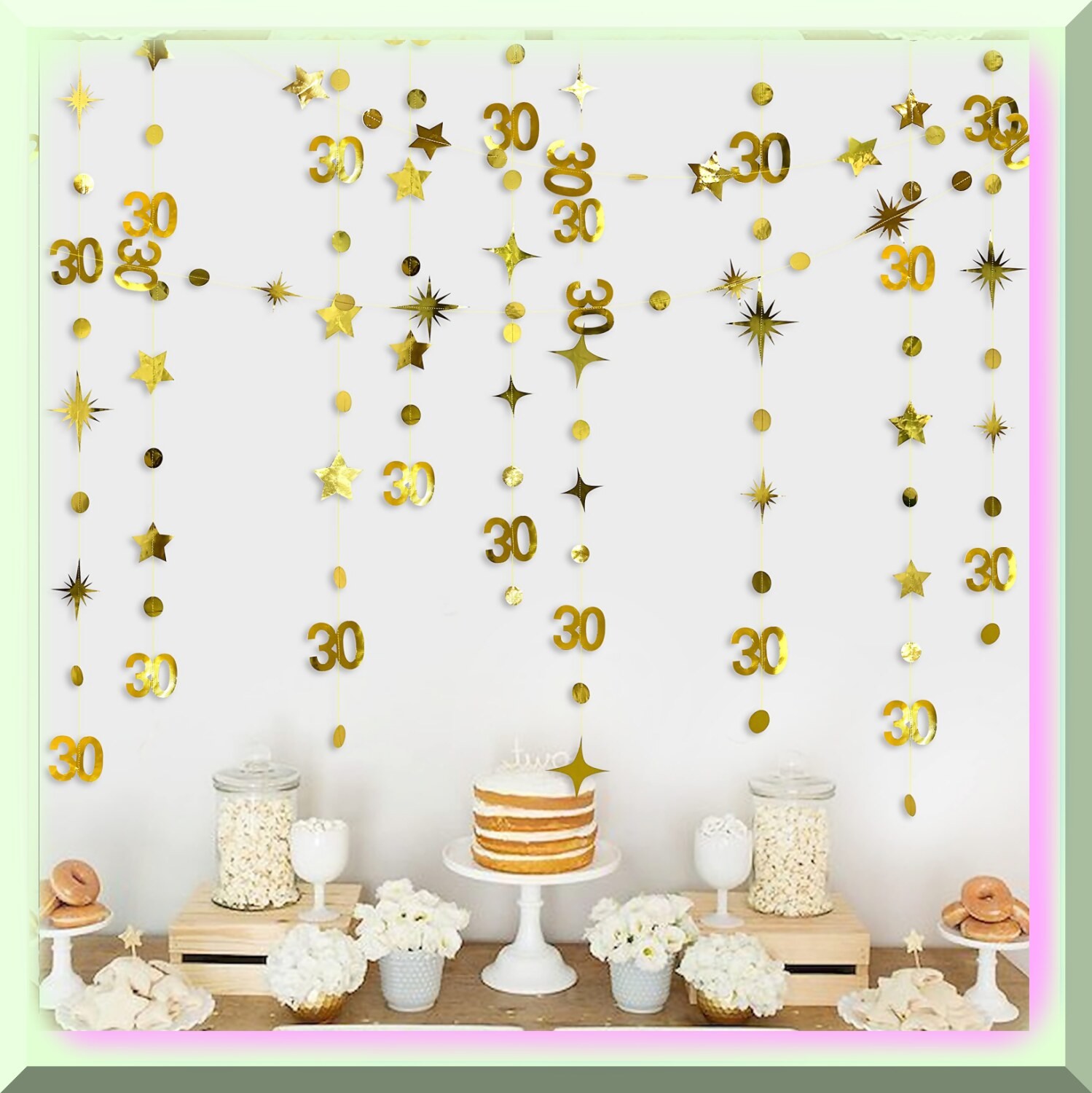 30th Birthday Metallic Garland Set