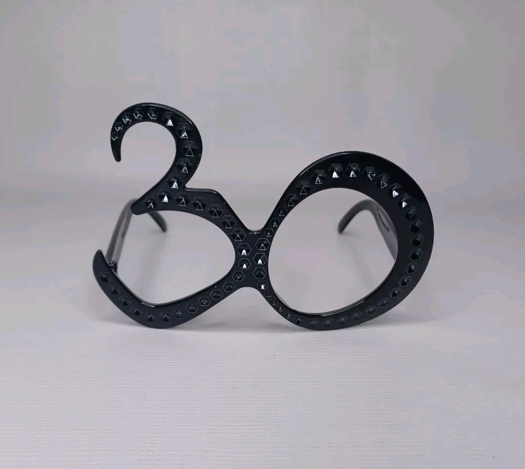 30th Birthday Novelty Number 30 Glasses Black Plastic