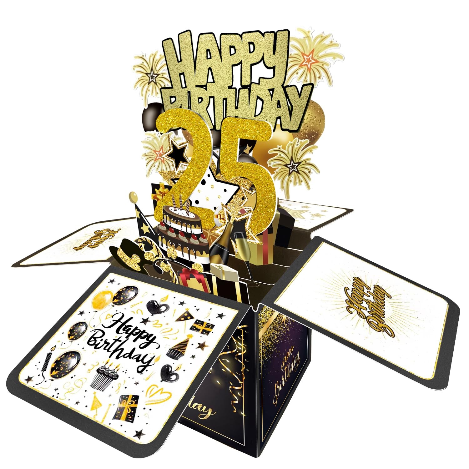 Joycard 25th Birthday Card, Decorations for Her Him, 25th, Gold