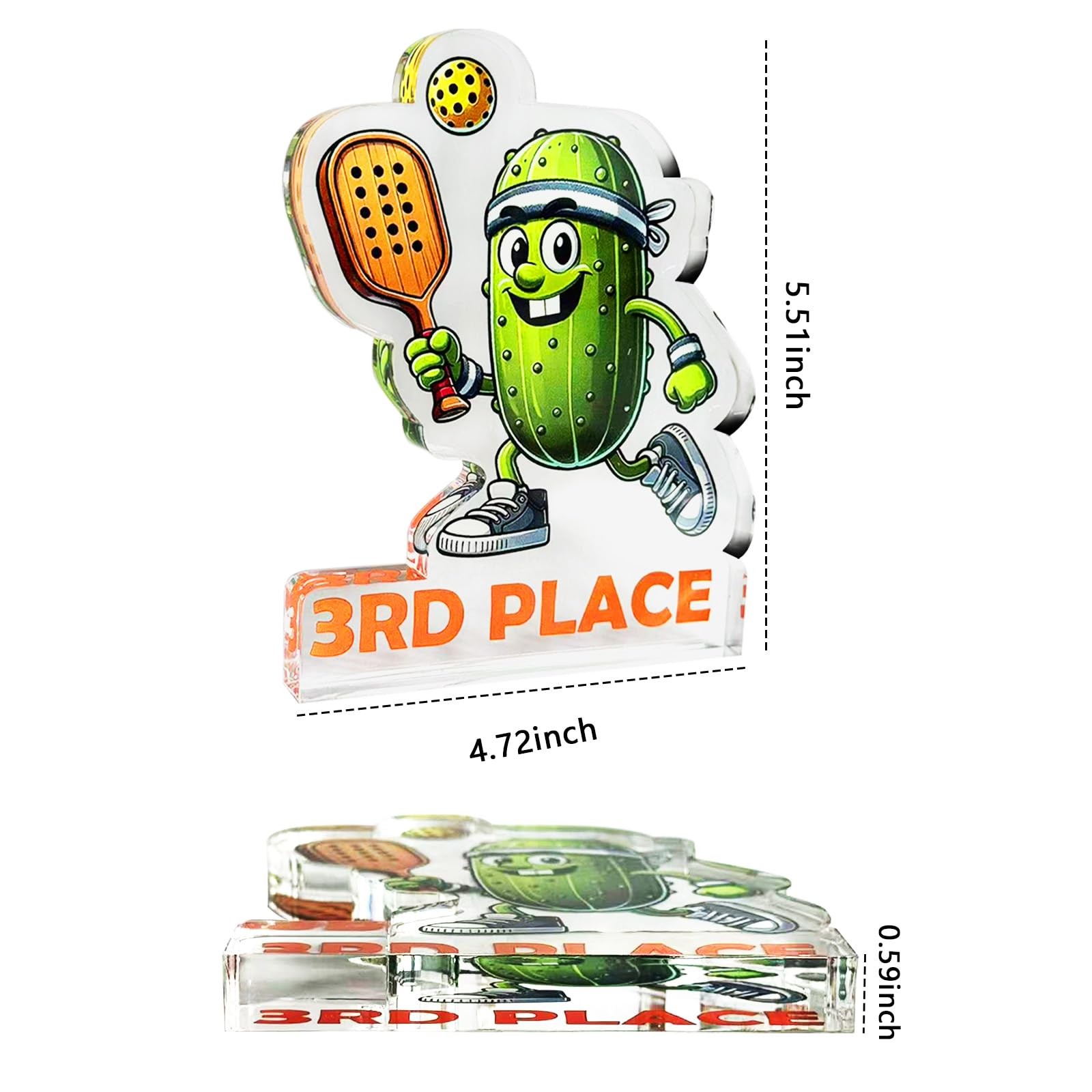 Upgraded 3PCS Pickleball Trophy Funny, 3.94 inches x 0.39″, Green