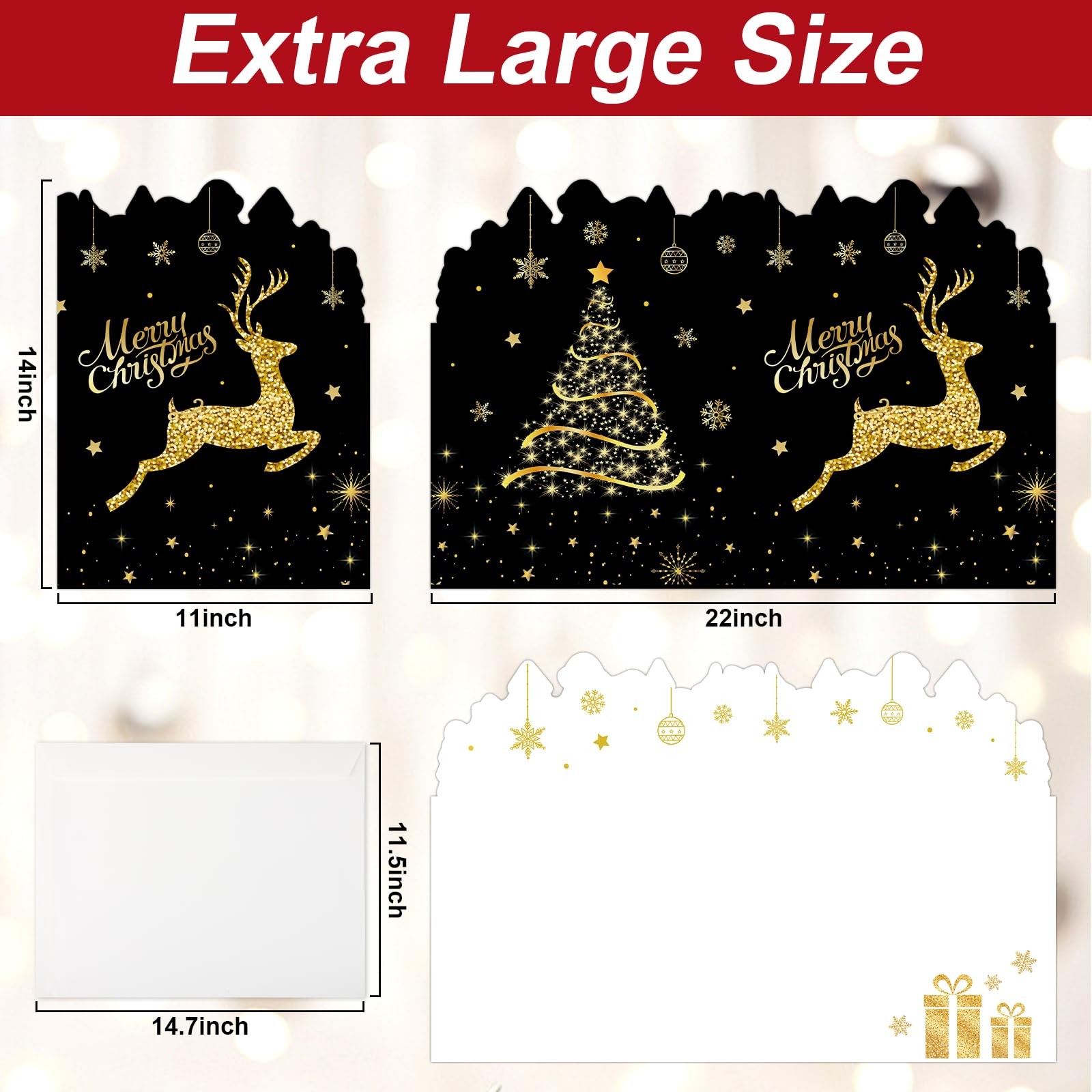 Jumbo Merry Christmas Greeting Cards With Envelope Decoration Large, Elk