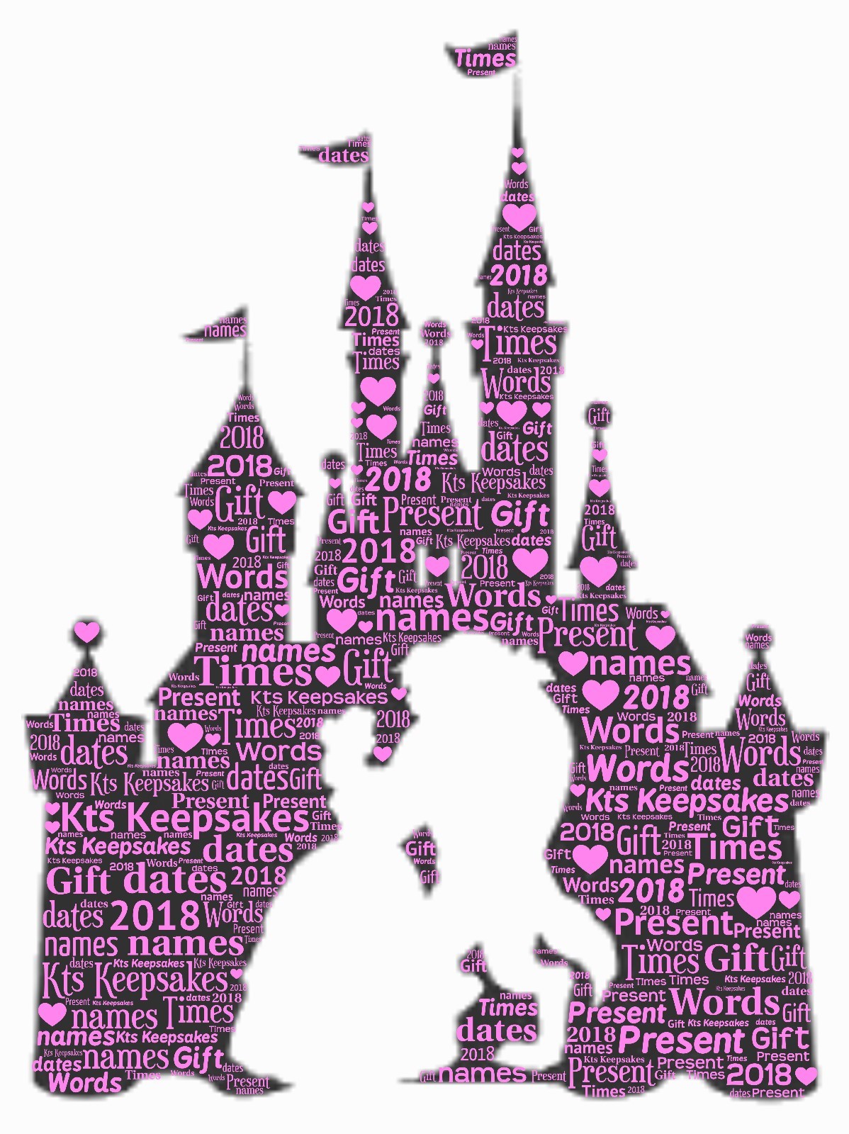 word art picture personalised gift present keepsake Beauty Beast Disney Castle