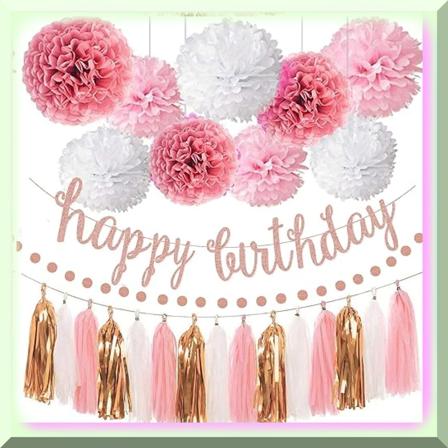 Rose Gold Celebration Kit with Banner and Decorations