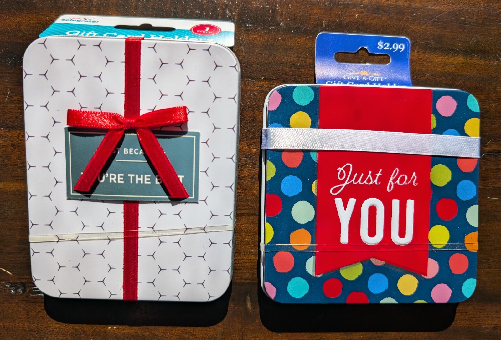 Set of 2 OFFRAY Metal Tin All Occasion Gift Card Holders