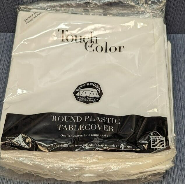 Lot of 24 x Round Table Cover Plastic Ivory Color 82 Inches Touch Color 703272
