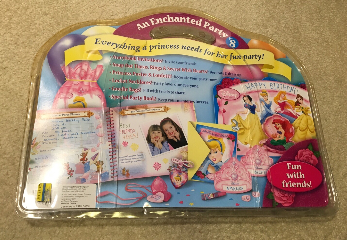 Disney Princess Enchanted Party Set 8 Invitations Lockets Poster Glitter Books