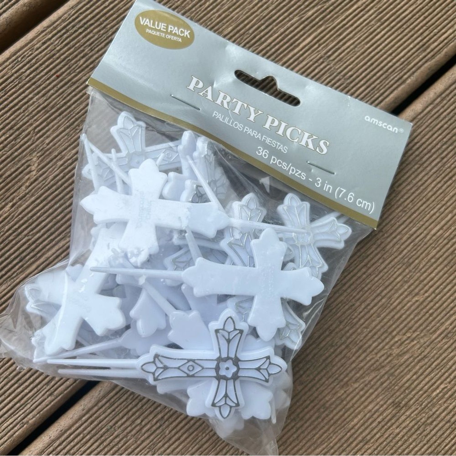 White Cross Food Picks for Baptism, Communion, Confirmation, Weddings NEW