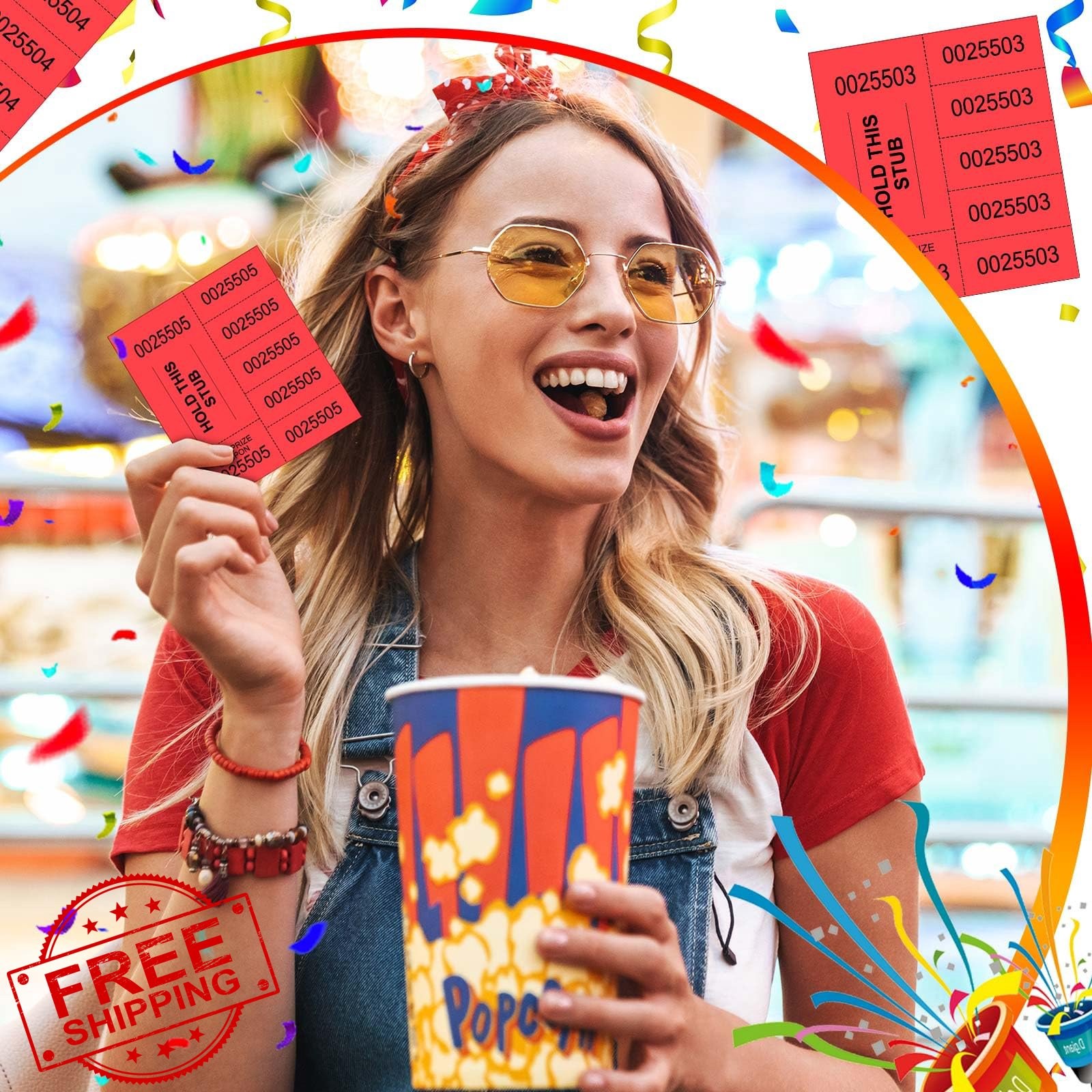 Red Raffle Tickets 5 Bid Sheets 1000 Count