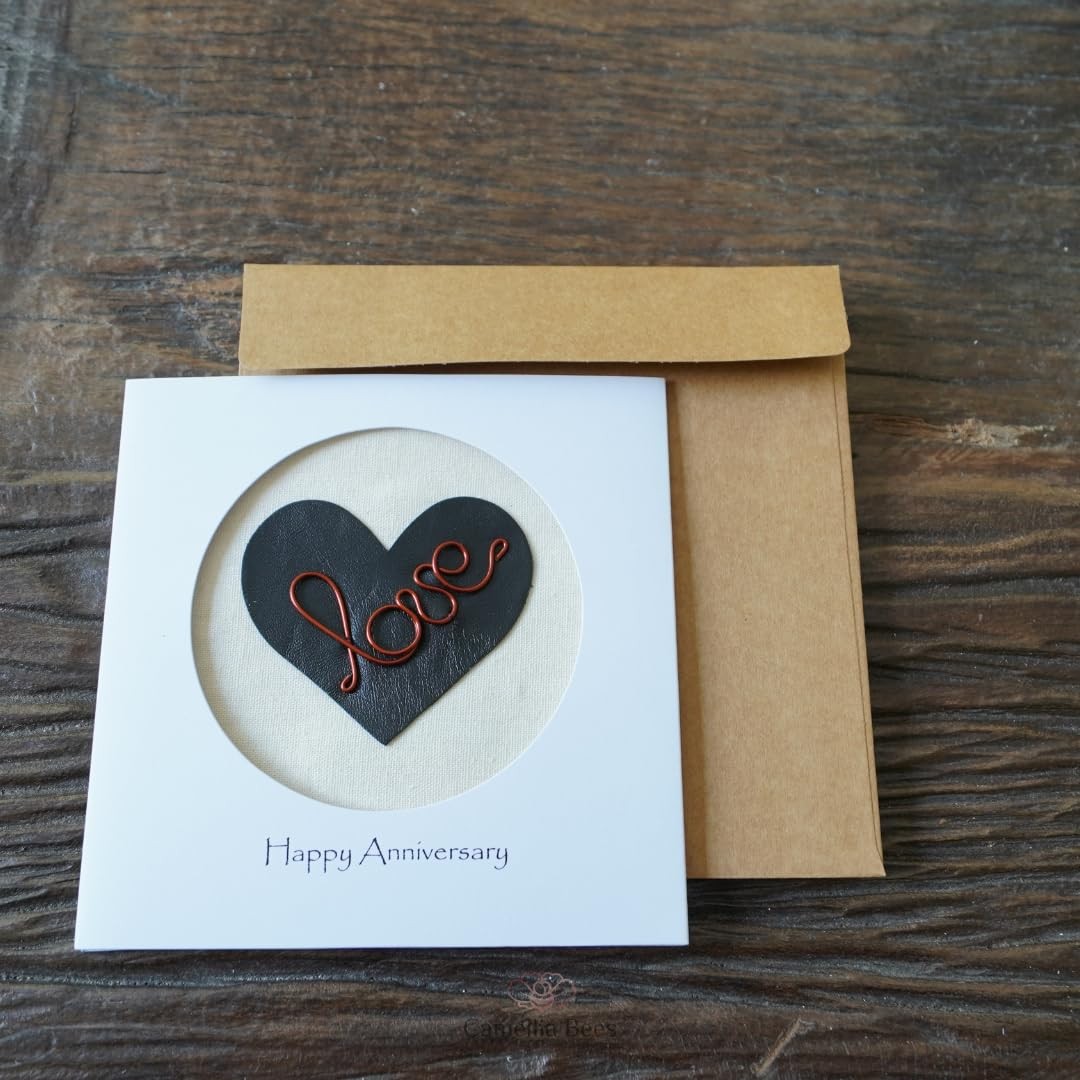 Camellia Bees 8th Wedding Anniversary Card for Wife 5.5 x inch, Bronze