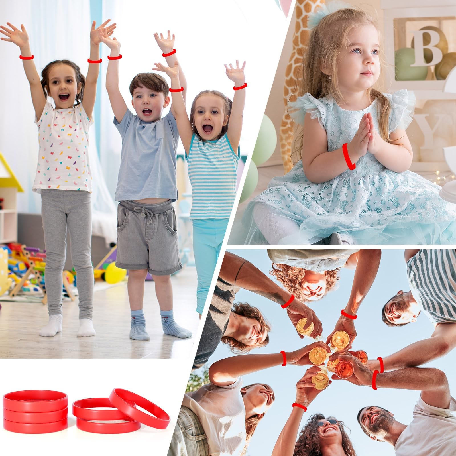 10 Pack Silicone Bracelets with American Flag Rubber Thin Red Line Wristbands