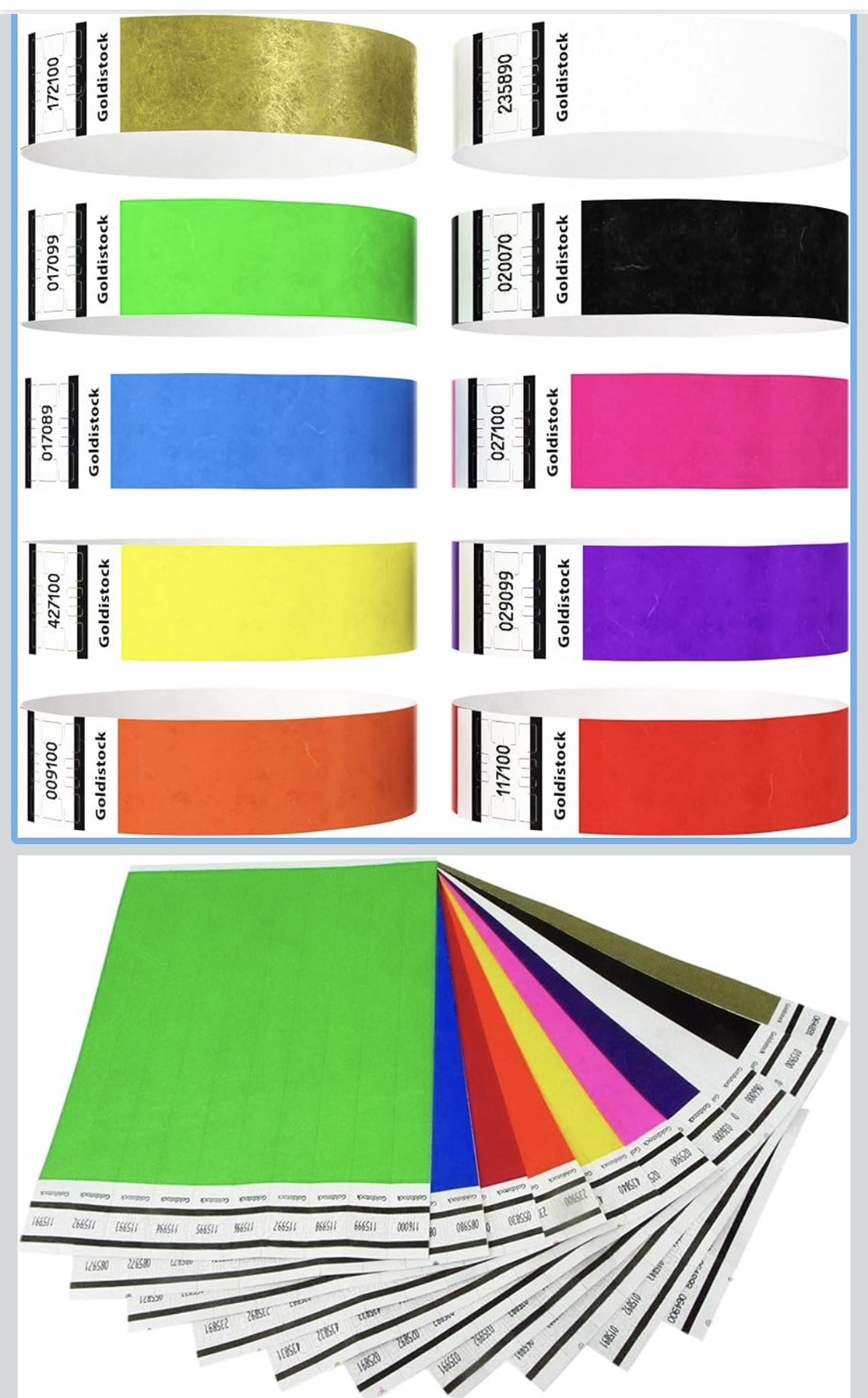 Goldistock Event Wristbands “Top 10” 5,000 Count Variety Pack | ¾” Arm Bands