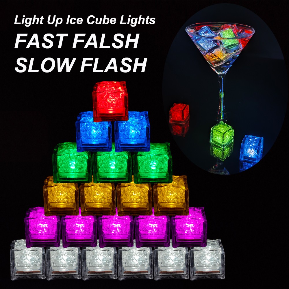 Glow in Dark Ice Cube LED Light for Drinks Club Party Wedding Pool Novelty Gift