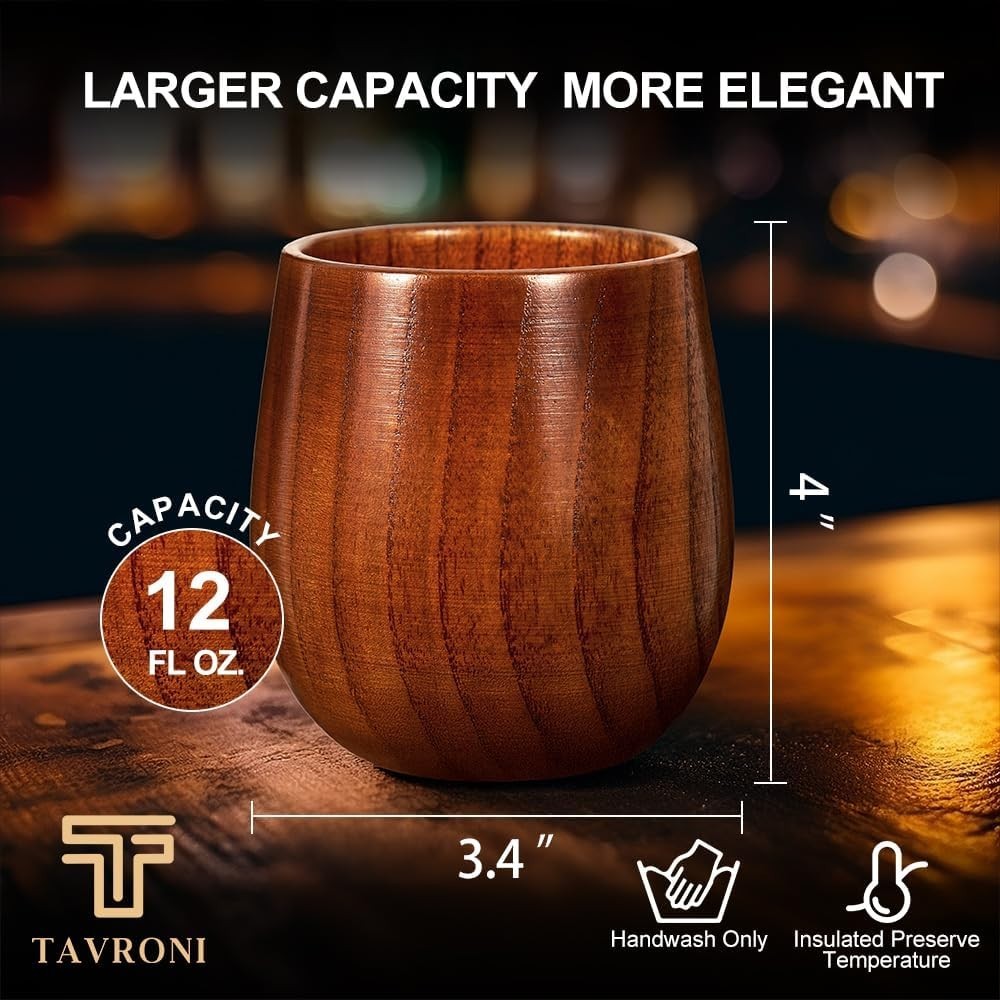 🔥12 Oz Handmade Wooden Whiskey Glass Tumbler Whisky BNWT🔥