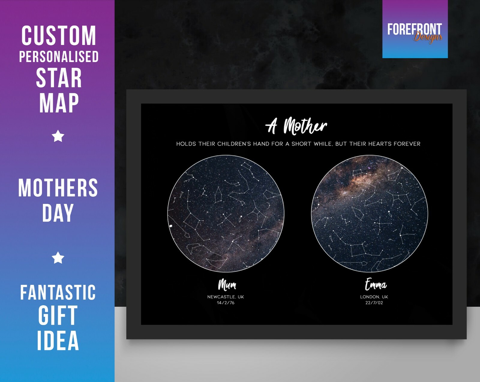 Personalised Mother/Mum Star map- perfect gift for mothers day/grandma present