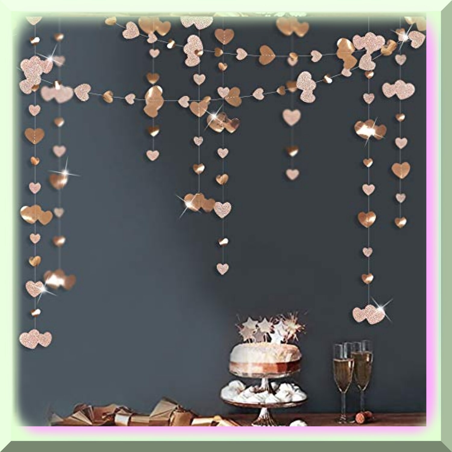 Champagne Gold Heart Garland Celebration Kit
