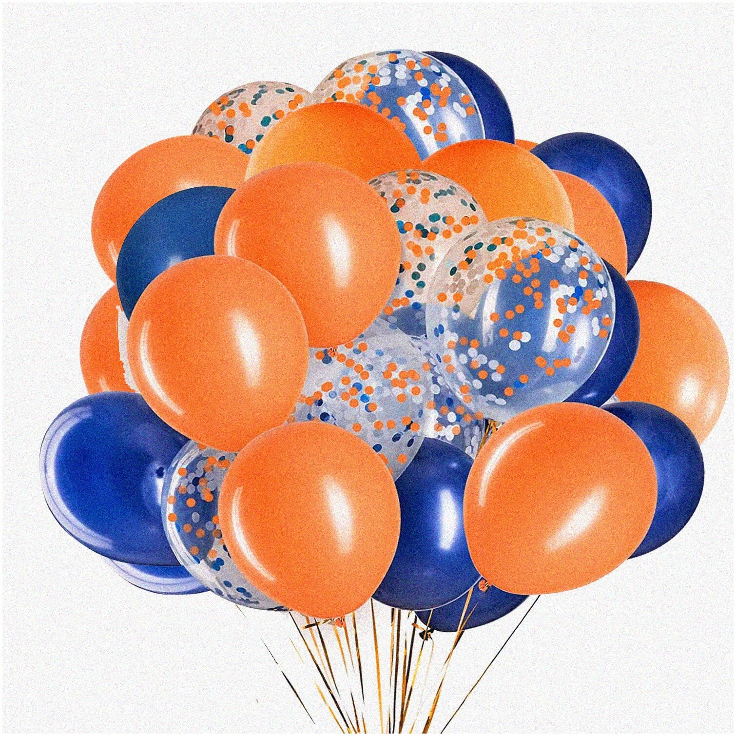 Navy Blue and Orange Confetti Party Balloons 12 inch 50 pcs