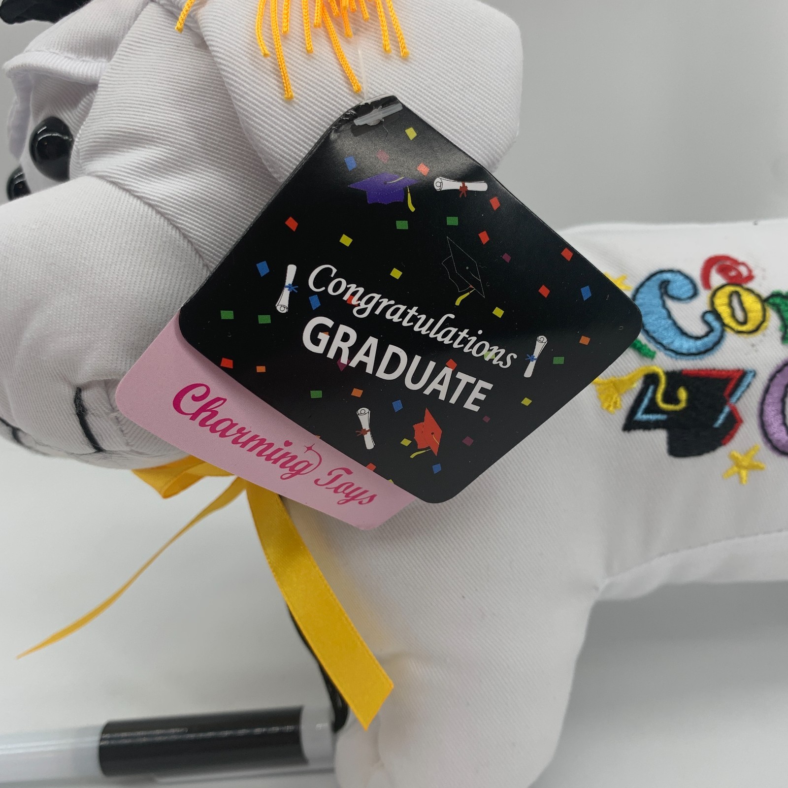 Charming Toys 11″ Graduation Autograph Dog with Pen Black Cap Congrats Grad!